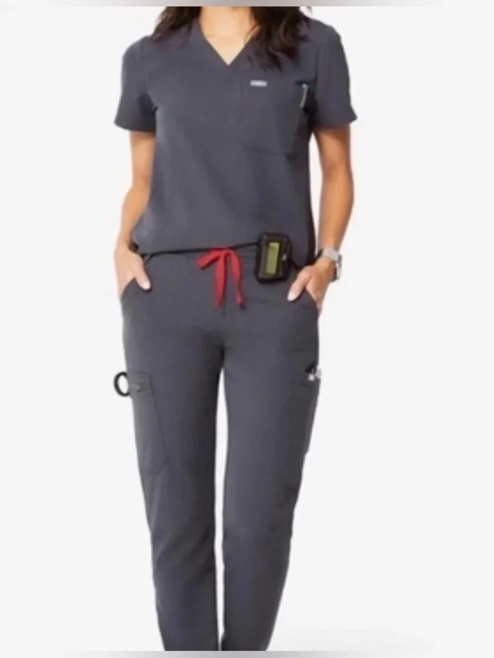 FIGS Charcoal Grey Casma Scrub Top Zamora Jogger Pants Set XS